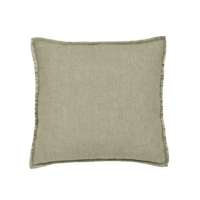 Murmur Lewin Wool Herringbone Woven Cushion 45cm x 45cm, Mourne Green