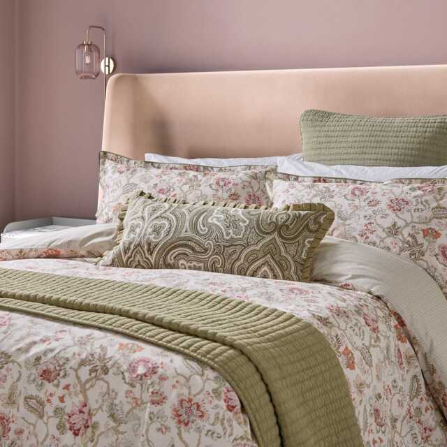 Bedeck of Belfast Nora Super Kingsize Duvet Cover SET, Sage Green/Tuberose - image 1