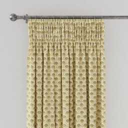 "Land & Shore Dawn Lined Curtains 66"" x 72"", Ochre/Multi" - thumbnail 1