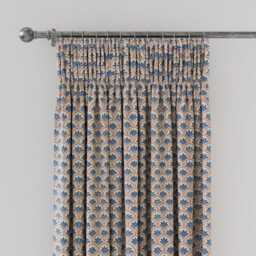 "Land & Shore Dawn Lined Curtains 66"" x 54"", Blue/Red" - thumbnail 2