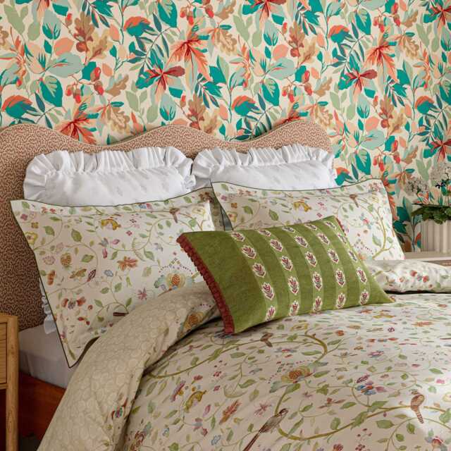 Sanderson Aril's Garden Single Duvet Cover Set, Olive & Mulberry - image 1