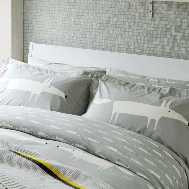 Scion Mr Fox Double Duvet Cover SET, Silver - image 1