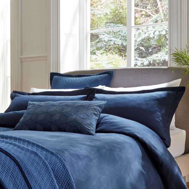 Bedeck of Belfast Fine Linens Osaka Double Duvet Cover, Midnight