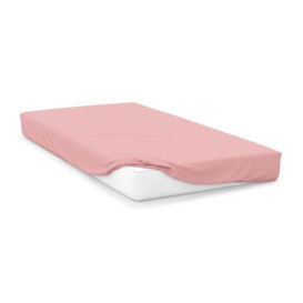 100% Cotton 200 Count Extra Deep 38cm Fitted Sheet (Percale) - Pink - Single - thumbnail 1