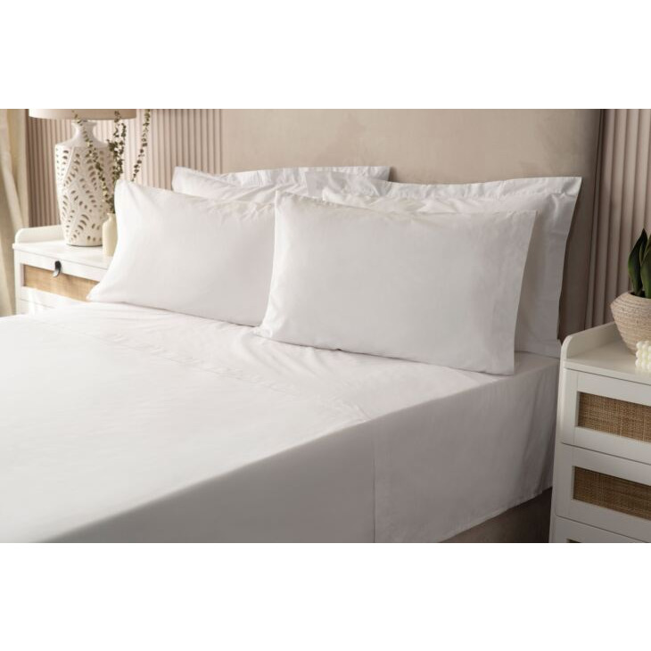 Easycare 200 Count 13cm Fitted Sheet (Percale) - White - Small Double 4FT - image 1