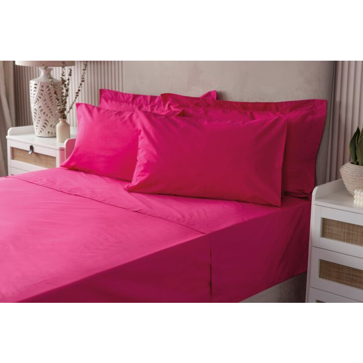 Easycare 200 Count 28cm Fitted Sheet (Percale) - Fuchsia - Super King - image 1