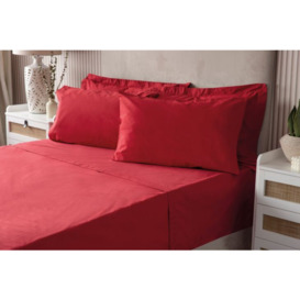 Easycare 200 Count 28cm Fitted Sheet (Percale) - Red - Double