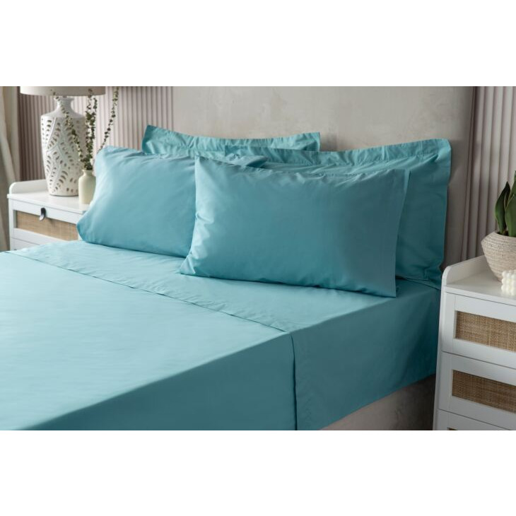 Easycare 200 Count Fitted Valance Sheet (Percale) - Teal - King Size - image 1