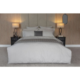 Hotel Suite 540 Count Satin Stripe Duvet Cover Set - Ivory - Double - thumbnail 3