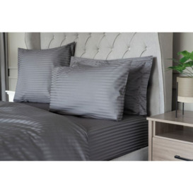 Hotel Suite 540 Count Satin Stripe Continental Square Pillowcase - Charcoal - Continental Square - thumbnail 1