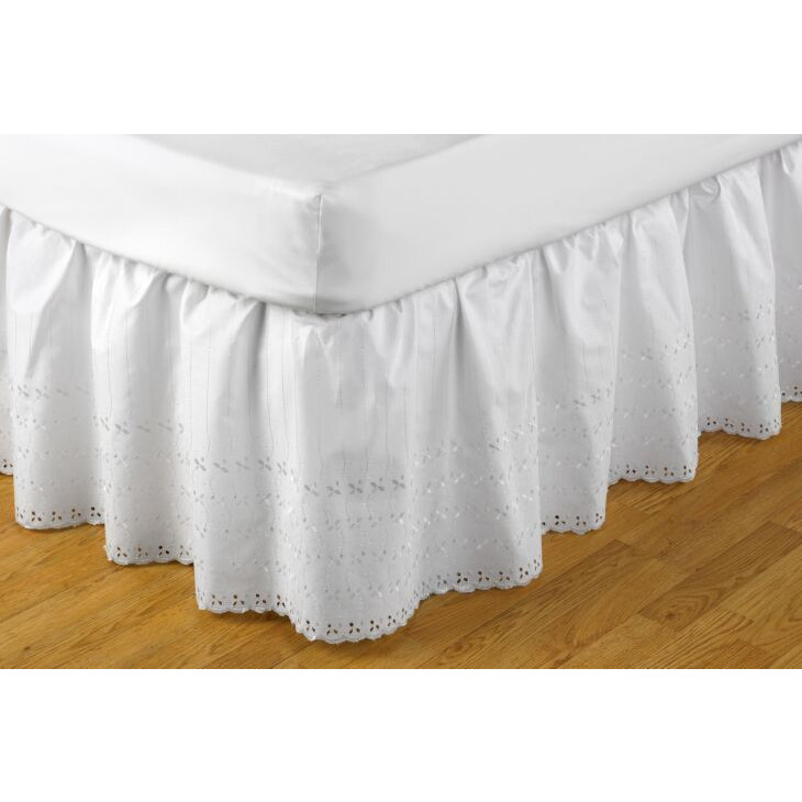 Easy fit Broderie Anglaise Valance - White - King Size - image 1