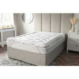 Hotel Suite Dual Layer Mattress Topper - White - Small Double 4FT - thumbnail 2