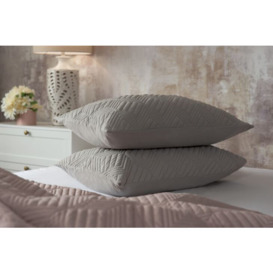 Lisbon Standard Pillow Sham - Soft Grey - 50cm x 75cm - thumbnail 1
