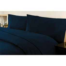 Brushed Cotton 30cm Fitted Sheet - Navy - Double - thumbnail 1