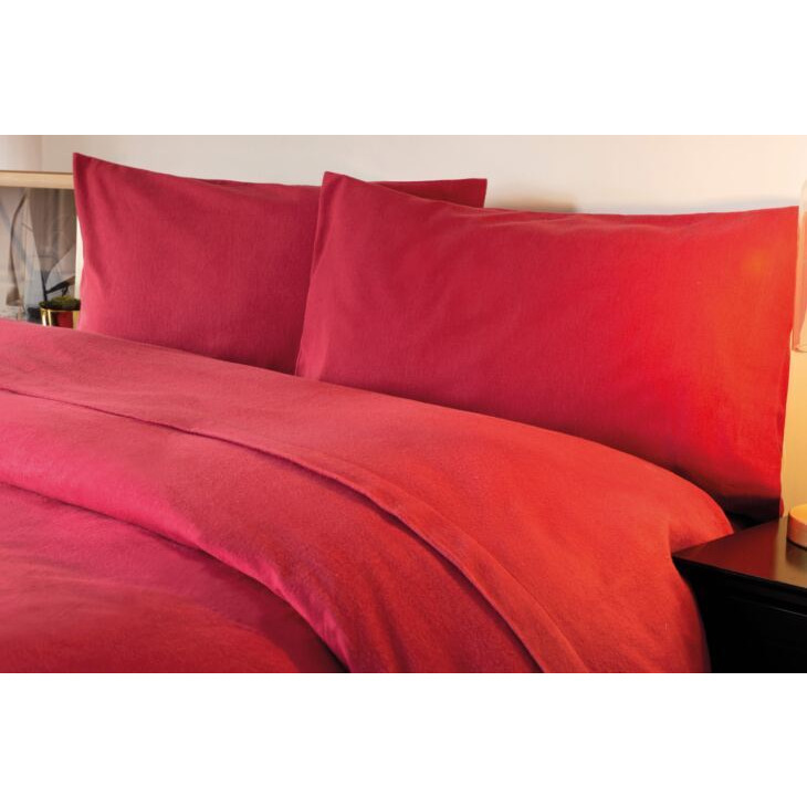 Brushed Cotton Housewife Pillowcase Pair - Red - Standard Housewife 51cm x 76cm - image 1