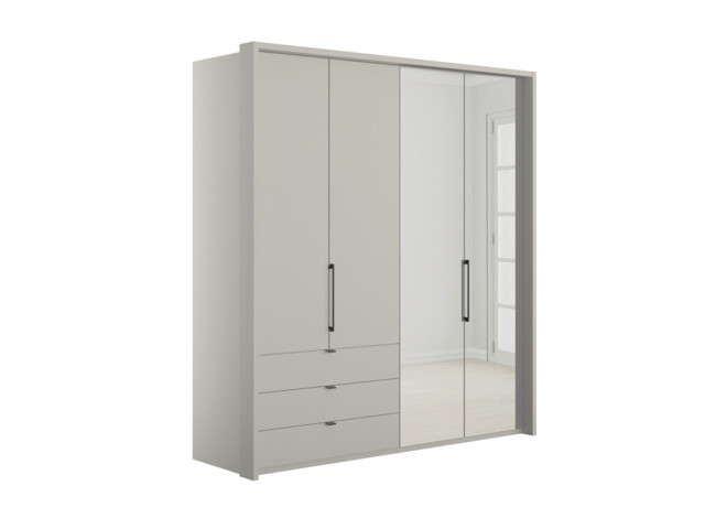 Emden 4 Door 3 Drawers On Left Hinged Mirrored Wardrobe - image 1