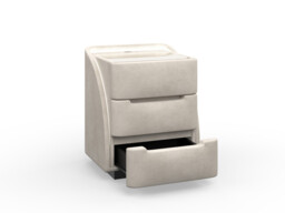 Upholstered 3 Drawer Charging Tech Bedside Table with Surround Lighting - thumbnail 2