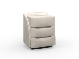Upholstered 3 Drawer Charging Tech Bedside Table with Surround Lighting