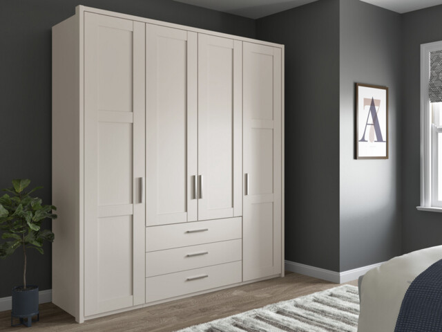 Alster 4 Door 3 Drawer Hinged Wardrobe - image 1