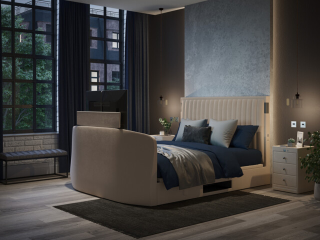 Aura Ottoman TV Bed Frame With Dolby Atmos Surround Sound - image 1