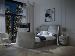 CinePro Ottoman TV Bed Frame with Dolby Atmos Surround Sound Plus 2 Speakers