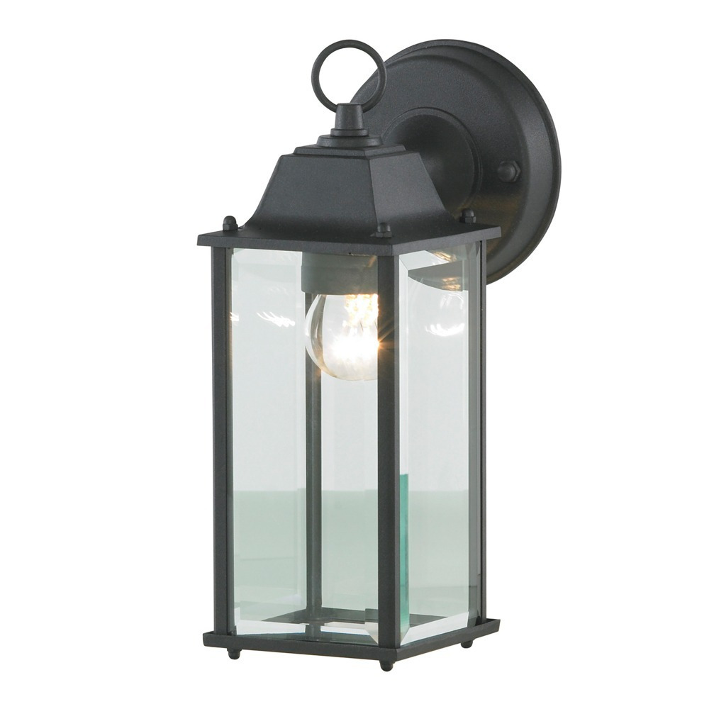 Lille Outdoor Bevelled Glass Wall Light Lantern, Black