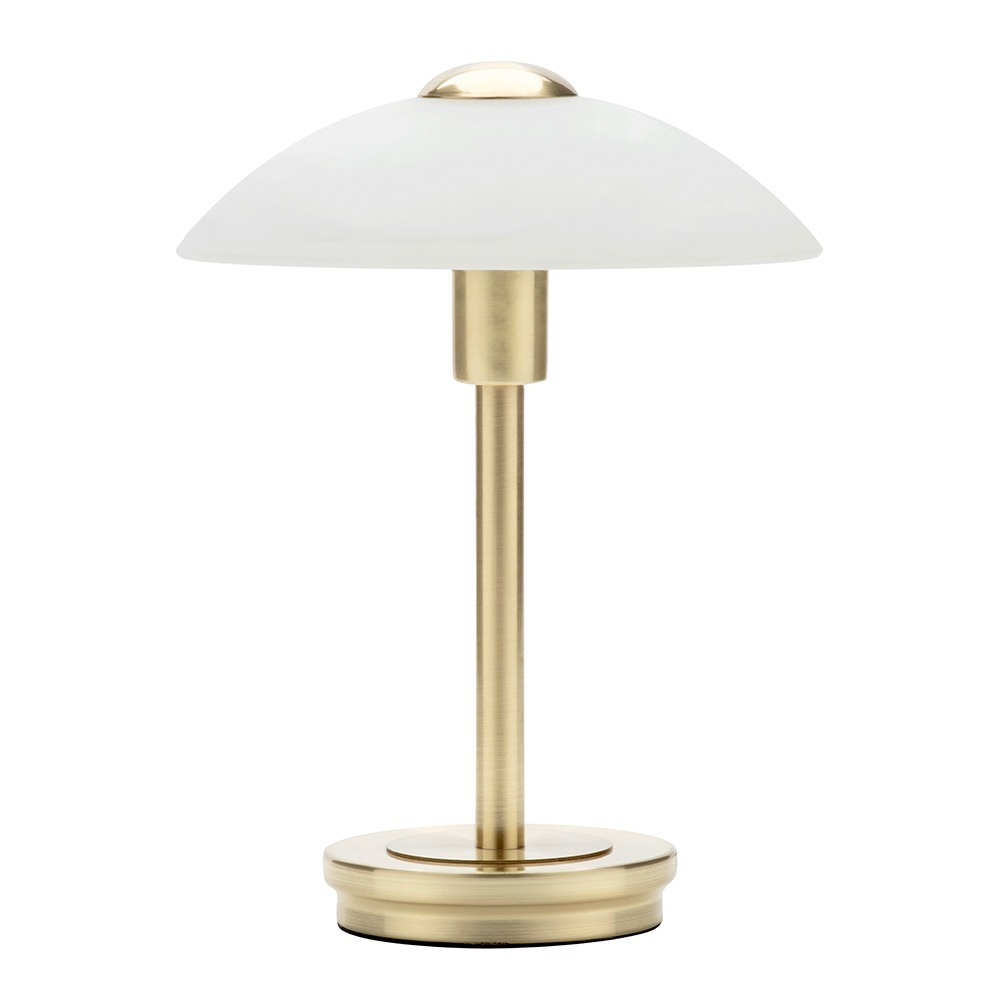 Archie Touch Lamp, Satin Brass and Alabaster