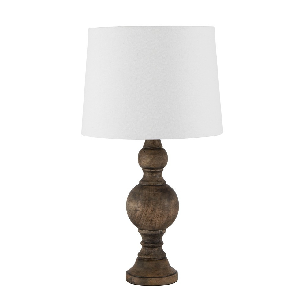Henlock Wooden Table Lamp with White Shade, Grey - image 1