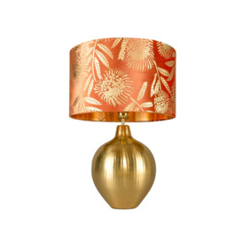 Mica Onion Shaped Table Lamp, Orange and Brass