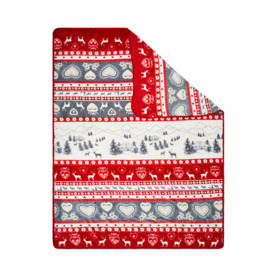 Christmas Winter Snow Throw, Red and Grey - thumbnail 2