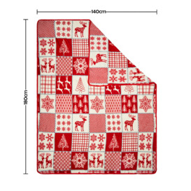 Christmas Winter Patchwork Throw, Red and White - thumbnail 2