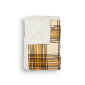 Luxury Warm Check Throw with Sherpa, Ochre - thumbnail 3