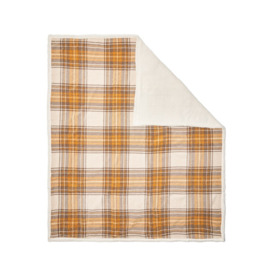Luxury Warm Check Throw with Sherpa, Ochre - thumbnail 2