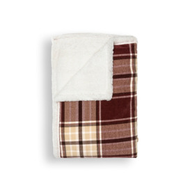 Luxury Warm Check Throw with Sherpa, Red - thumbnail 3