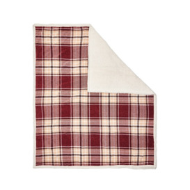 Luxury Warm Check Throw with Sherpa, Red - thumbnail 2