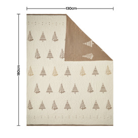 Christmas Tree Reversible Throw, Natural and Beige - thumbnail 3