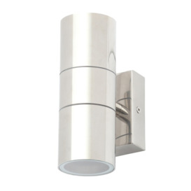 Jared Outdoor Up and Down Wall Light, Polished Steel - thumbnail 1