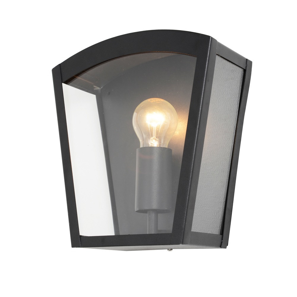 Kerr Outdoor Lantern Curved Wall Light, Black - image 1