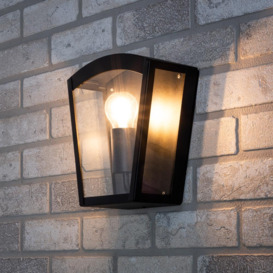 Kerr Outdoor Lantern Curved Wall Light, Black - thumbnail 2