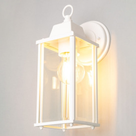 Lille Outdoor Bevelled Glass Wall Light Lantern, Ivory - thumbnail 3