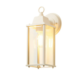 Lille Outdoor Bevelled Glass Wall Light Lantern, Ivory - thumbnail 1