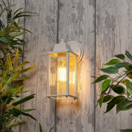 Lille Outdoor Bevelled Glass Wall Light Lantern, Ivory - thumbnail 2