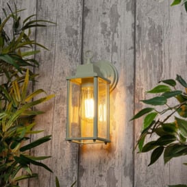 Lille Outdoor Bevelled Glass Wall Light Lantern, Mint Green - thumbnail 2