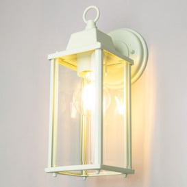 Lille Outdoor Bevelled Glass Wall Light Lantern, Mint Green - thumbnail 3