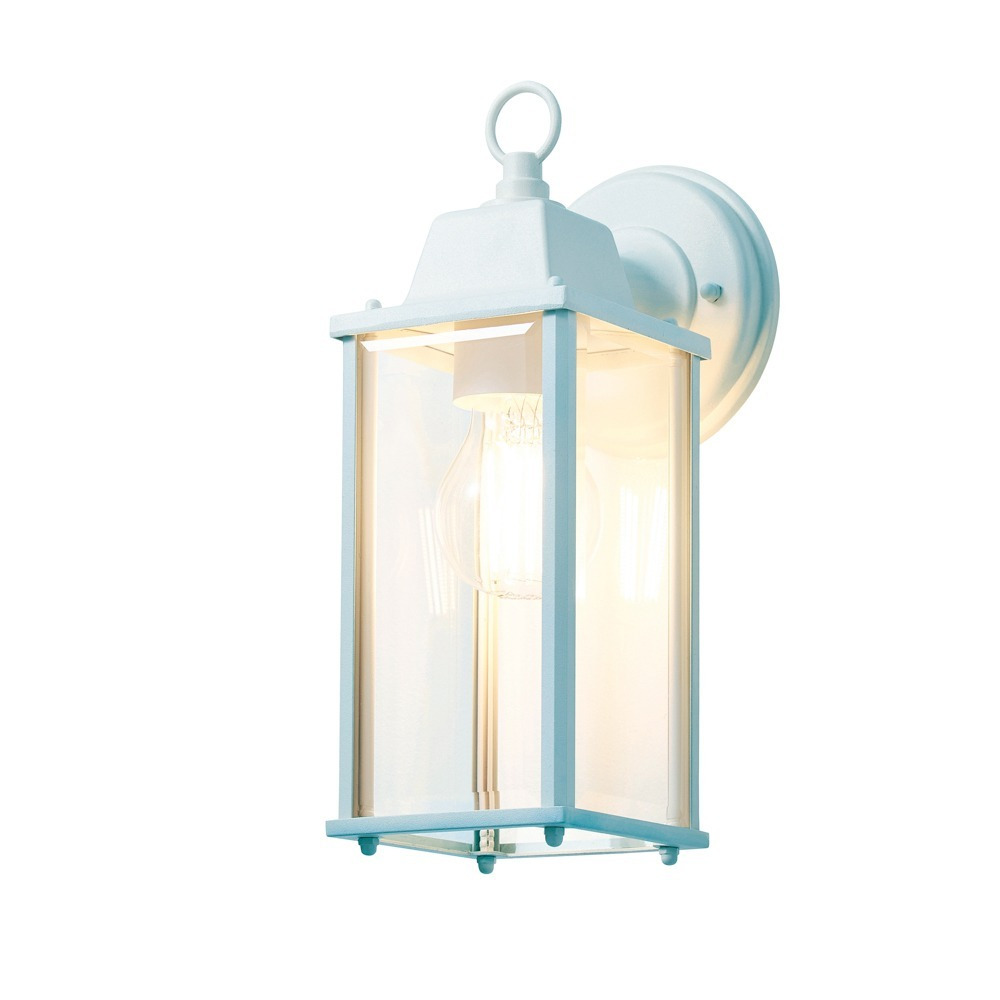 Lille Outdoor Bevelled Glass Wall Light Lantern, Pale Blue - image 1