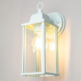 Lille Outdoor Bevelled Glass Wall Light Lantern, Pale Blue - thumbnail 3