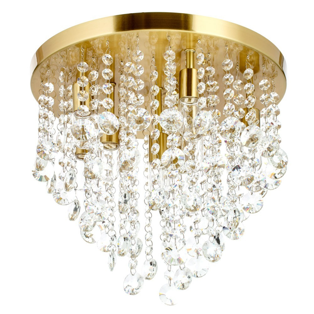 Cirrus Large Bathroom Flush Ceiling Light, Satin Brass - image 1