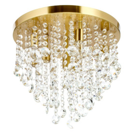 Cirrus Large Bathroom Flush Ceiling Light, Satin Brass