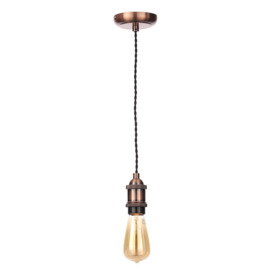 Industrial Style Black Cable Ceiling Pendant, Antique Copper - thumbnail 1