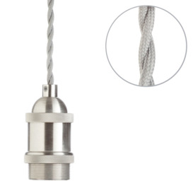 Industrial Style Grey Cable Ceiling Pendant, Satin Nickel - thumbnail 1